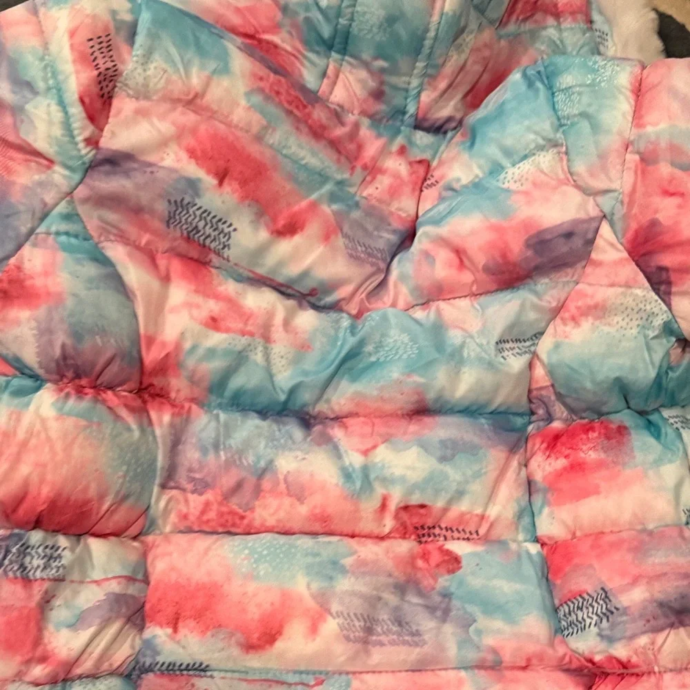 Aqua and pink Faux Fur Jacket - Picture 4 of 5